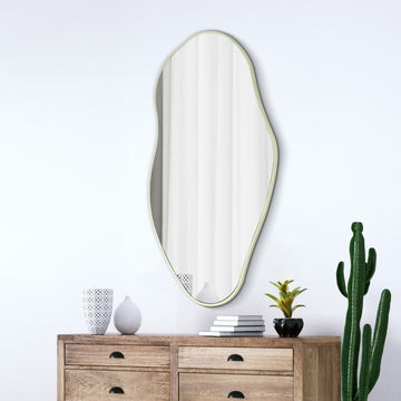 Everly 20 in. W x 42 in. H Large Irregular Framed Decorative Wall Mirror - JONATHAN Y